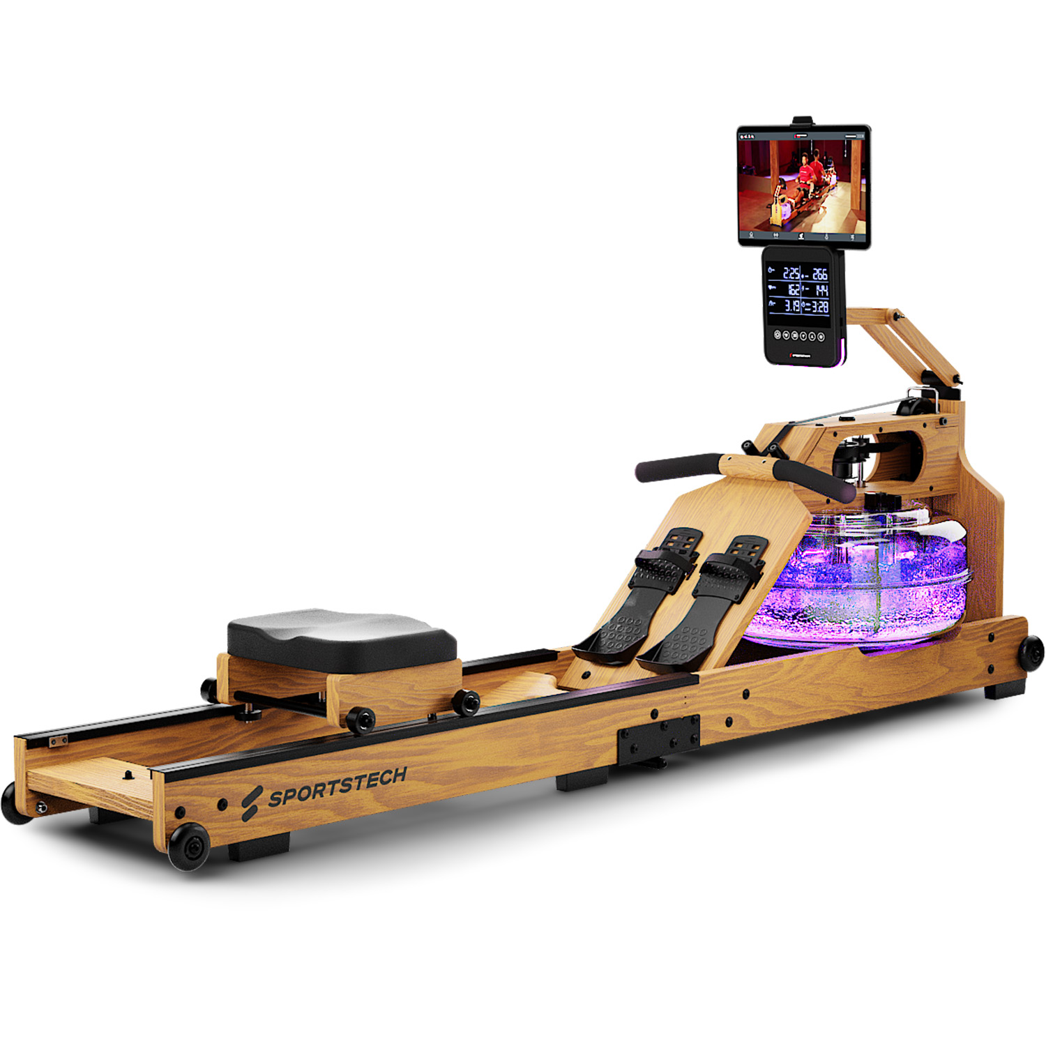 SPORTSTECH RAMEUR WRX1000 Rameur &agrave; Eau - Bois clair