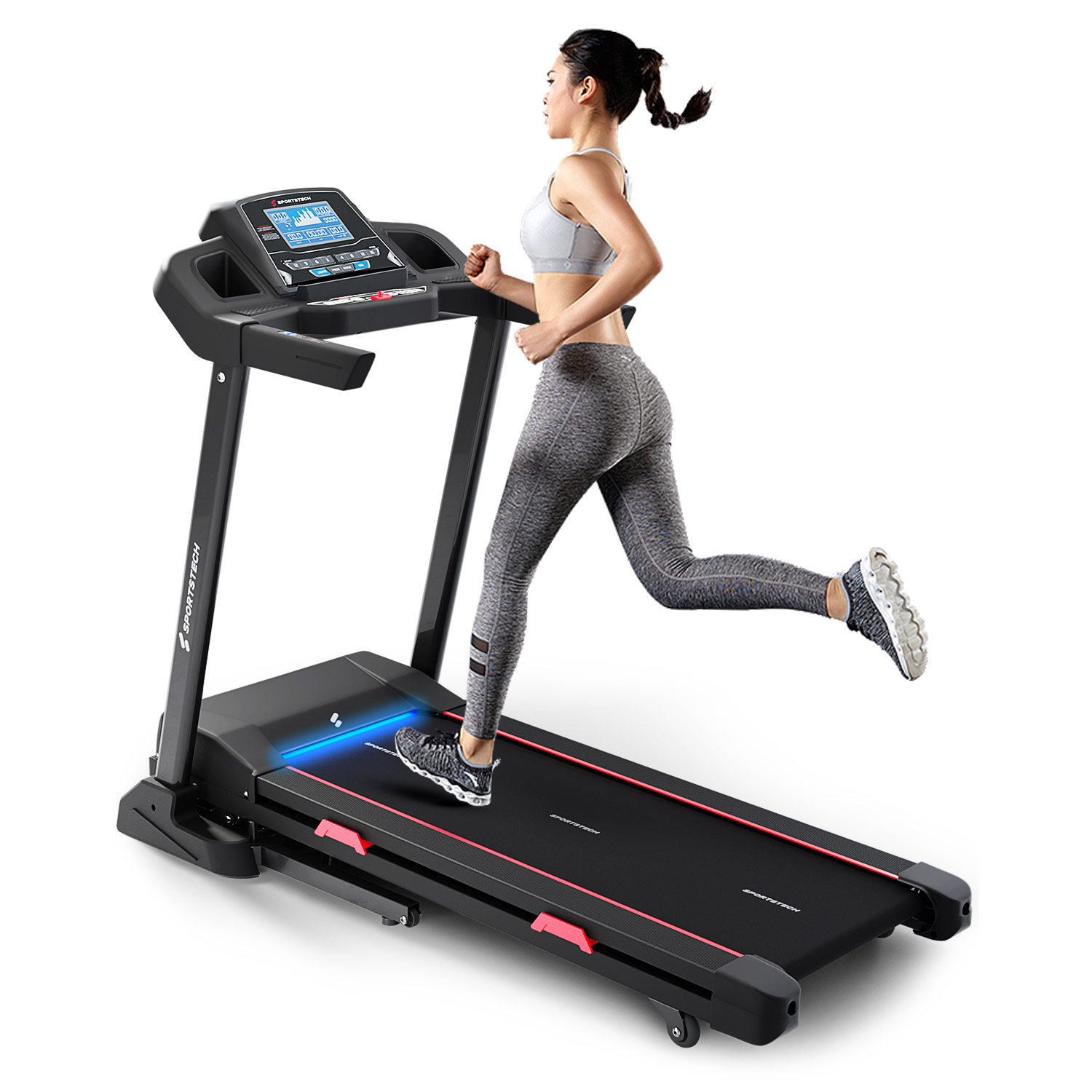 Tapis de course pliable F31 avec ceinture de frequence cardiaque SPORTSTECH