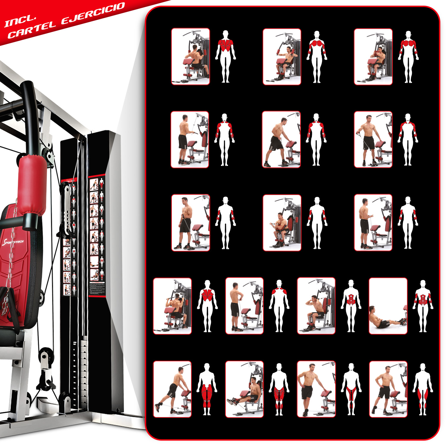 Station De Musculation Multifonctions RISCKO, Ajustable Et Sans Banc (pour Exercices Variés)