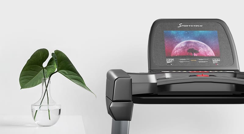 Display von dem Laufband F75 und eine Pflanze f75-display